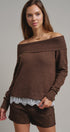 Soft Focus Off Shoulder Sweater in Mocha - Women's Sweaters | Urban Daizy