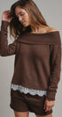 Soft Focus Off Shoulder Sweater in Mocha - Women's Sweaters | Urban Daizy