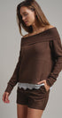 Soft Focus Off Shoulder Sweater in Mocha - Women's Sweaters | Urban Daizy