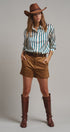 Ribbon Stripe Satin Button Down in Emerald - Women's Shirts & Blouses | Urban Daizy