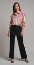 Ribbon Stripe Satin Button Down in Wine - Women's Shirts & Blouses | Urban Daizy