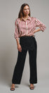 Ribbon Stripe Satin Button Down in Wine - Women's Shirts & Blouses | Urban Daizy