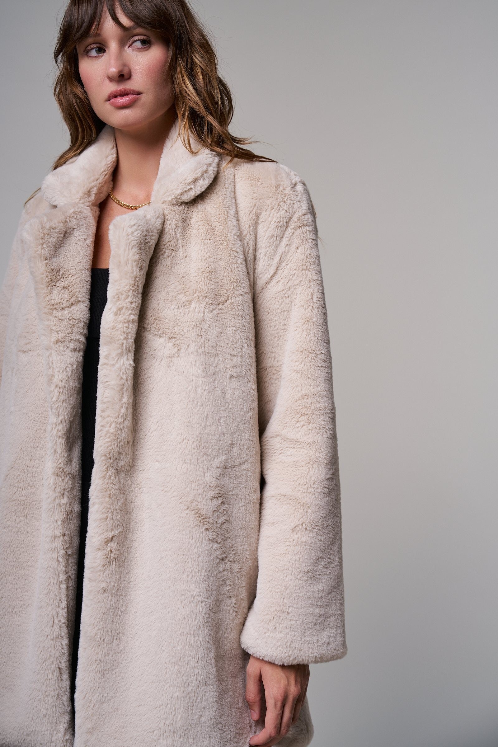Winter Hush Faux Fur Coat in Tan - Women's Coats | Urban Daizy