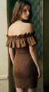 Cotton Smocked Off-Shoulder Ruffle Mini Dress in Brown - Women's Dresses | Urban Daizy