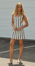 Striped Linen-Blend Square Neck Mini Dress in Nany - Women's Dresses | Urban Daizy