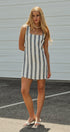 Striped Linen-Blend Square Neck Mini Dress in Nany - Women's Dresses | Urban Daizy