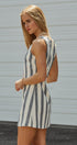 Striped Linen-Blend Square Neck Mini Dress in Nany - Women's Dresses | Urban Daizy