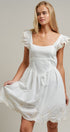 Embroidered Lace Trim Cotton Babydoll Mini Dress in White - Women's Dresses | Urban Daizy