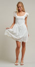 Embroidered Lace Trim Cotton Babydoll Mini Dress in White - Women's Dresses | Urban Daizy