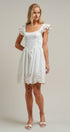 Embroidered Lace Trim Cotton Babydoll Mini Dress in White - Women's Dresses | Urban Daizy
