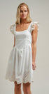 Embroidered Lace Trim Cotton Babydoll Mini Dress in White - Women's Dresses | Urban Daizy