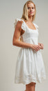 Embroidered Lace Trim Cotton Babydoll Mini Dress in White - Women's Dresses | Urban Daizy