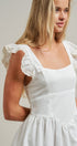 Embroidered Lace Trim Cotton Babydoll Mini Dress in White - Women's Dresses | Urban Daizy