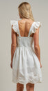 Embroidered Lace Trim Cotton Babydoll Mini Dress in White - Women's Dresses | Urban Daizy
