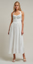 Floral Embroidered Halter Corset Midi Dress in White - Women's Dresses | Urban Daizy
