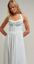 Floral Embroidered Halter Corset Midi Dress in White - Women's Dresses | Urban Daizy