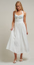 Floral Embroidered Halter Corset Midi Dress in White - Women's Dresses | Urban Daizy