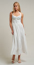 Floral Embroidered Halter Corset Midi Dress in White - Women's Dresses | Urban Daizy