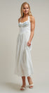 Floral Embroidered Halter Corset Midi Dress in White - Women's Dresses | Urban Daizy