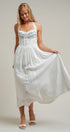 Floral Embroidered Halter Corset Midi Dress in White - Women's Dresses | Urban Daizy