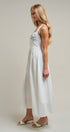 Floral Embroidered Halter Corset Midi Dress in White - Women's Dresses | Urban Daizy