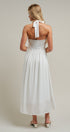 Floral Embroidered Halter Corset Midi Dress in White - Women's Dresses | Urban Daizy