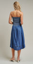 Smocked Strapless Denim Midi Dress With Ladder Trim in Blue - Women's Dresses | Urban Daizy