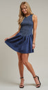 Smocked Denim Drop Waist Mini Dress in Indigo - Women's Dresses | Urban Daizy