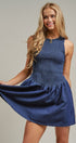 Smocked Denim Drop Waist Mini Dress in Indigo - Women's Dresses | Urban Daizy