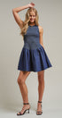 Smocked Denim Drop Waist Mini Dress in Indigo - Women's Dresses | Urban Daizy