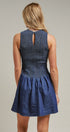 Smocked Denim Drop Waist Mini Dress in Indigo - Women's Dresses | Urban Daizy
