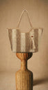 Striped Woven Straw Tote Bag with Tassel in Taupe	 - Women's Fashion | Urban Daizy