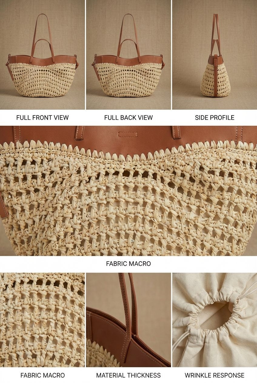 Woven Raffia & Leather Trim Double Strap Tote in Tan - Women's Fashion | Urban Daizy