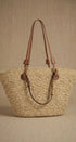 Woven Straw Market Tote Bag with Leather Straps in Tan - Women's Fashion | Urban Daizy