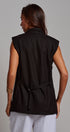 Linen Sleeveless Tailored Vest With Notched Lapel in Black - Women's Fashion | Urban Daizy