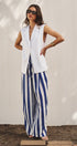 Linen Sleeveless Tailored Vest With Notched Lapel in White - Women's Fashion | Urban Daizy
