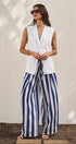 Linen Sleeveless Tailored Vest With Notched Lapel in White - Women's Fashion | Urban Daizy