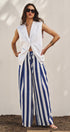 Linen Sleeveless Tailored Vest With Notched Lapel in White - Women's Fashion | Urban Daizy