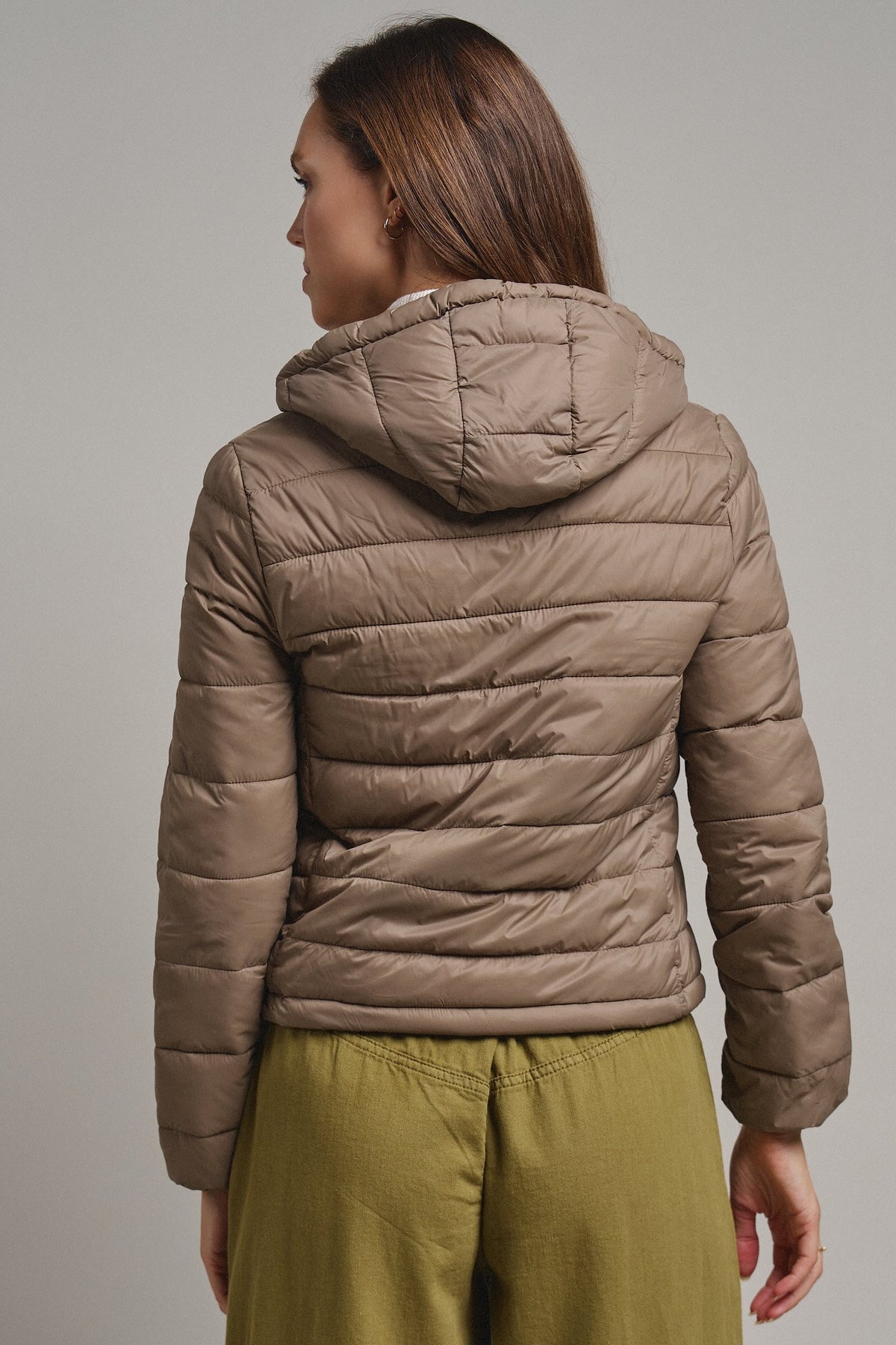 Crisp Air Hooded Puffer Jacket in Mocha - Women's Puffer Outerwear | Urban Daizy