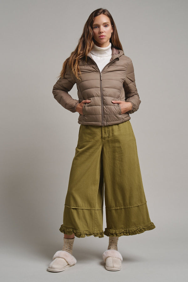 Crisp Air Hooded Puffer Jacket in Mocha - Women's Puffer Outerwear | Urban Daizy