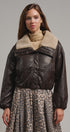 Aviator Hour Sherpa Crop Jacket in Chocolate - Women's Jackets & Blazers | Urban Daizy