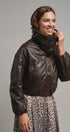 Aviator Hour Sherpa Crop Jacket in Chocolate - Women's Jackets & Blazers | Urban Daizy