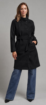 Quiet Luxe Napoleon Collar Coat in Black - Women's Coats | Urban Daizy
