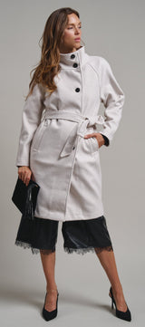 Quiet Luxe Napoleon Collar Coat in Ivory - Women's Coats | Urban Daizy