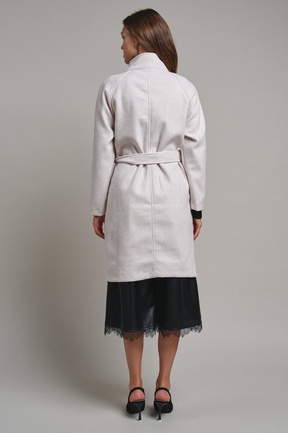 Quiet Luxe Napoleon Collar Coat in Ivory - Women's Coats | Urban Daizy