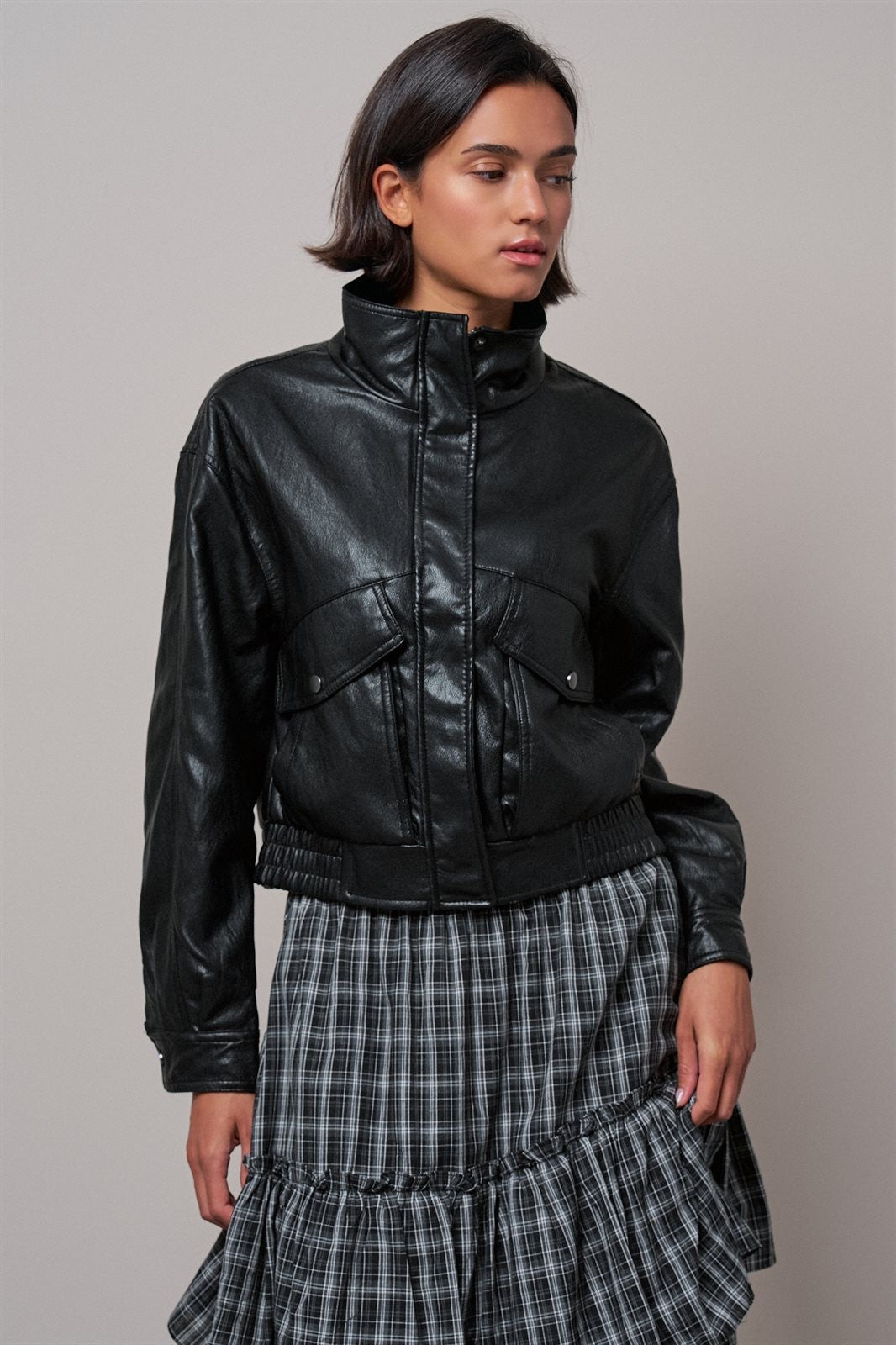 Fast Lane Faux Leather Bomber in Black - Women's Jackets & Blazers | Urban Daizy