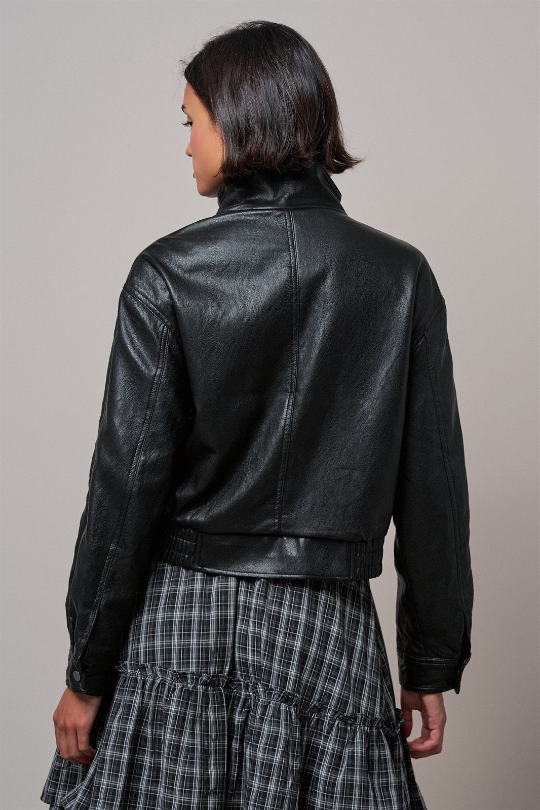 Fast Lane Faux Leather Bomber in Black - Women's Jackets & Blazers | Urban Daizy