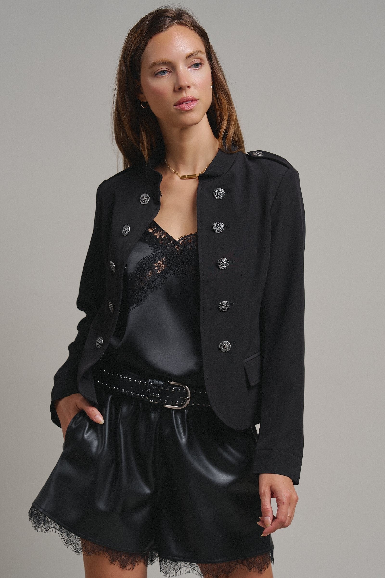 Cadet Charm Napoleon Jacket in Black - Women's Jackets & Blazers | Urban Daizy