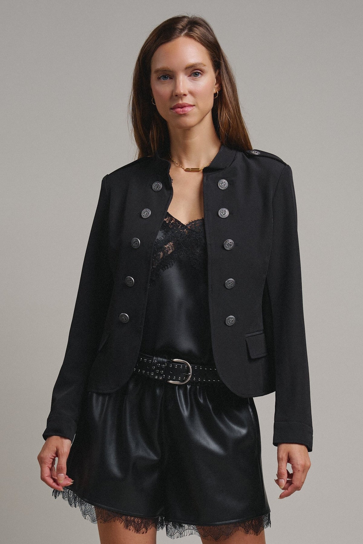 Cadet Charm Napoleon Jacket in Black - Women's Jackets & Blazers | Urban Daizy
