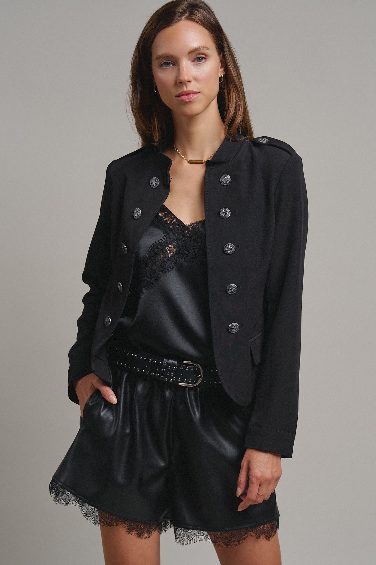 Cadet Charm Napoleon Jacket in Black - Women's Jackets & Blazers | Urban Daizy